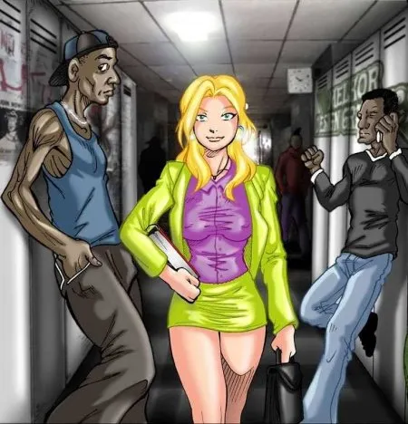 Bezczelni faceci pieprzą swoją nauczycielkę (KOMIKS)